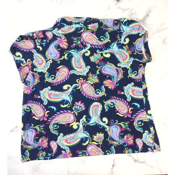 Caribbean Joe Womens 3XL Multicolor Paisley Collared V Neck Plus Size Top - Picture 4 of 7